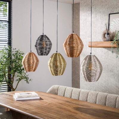 Nest of Nora 5-lichts hanglamp boven eettafel afbeelding 4