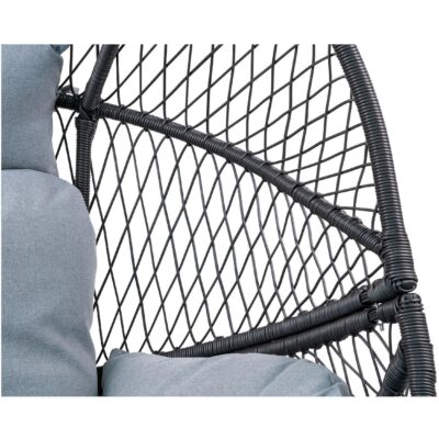 zwarte polyrotan loungestoel buiten met kussens afbeelding 6