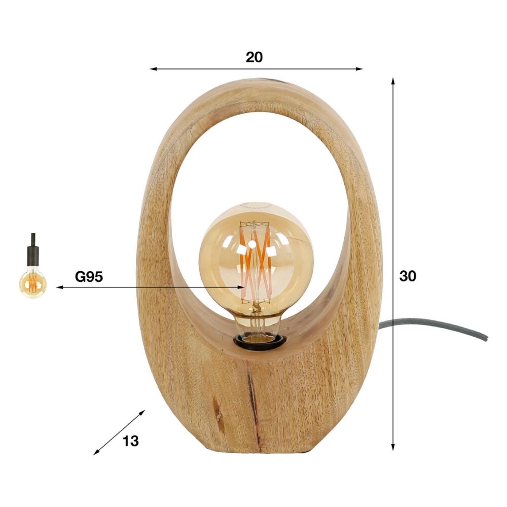 Celia mangohouten tafellamp boogdesign afbeelding 2