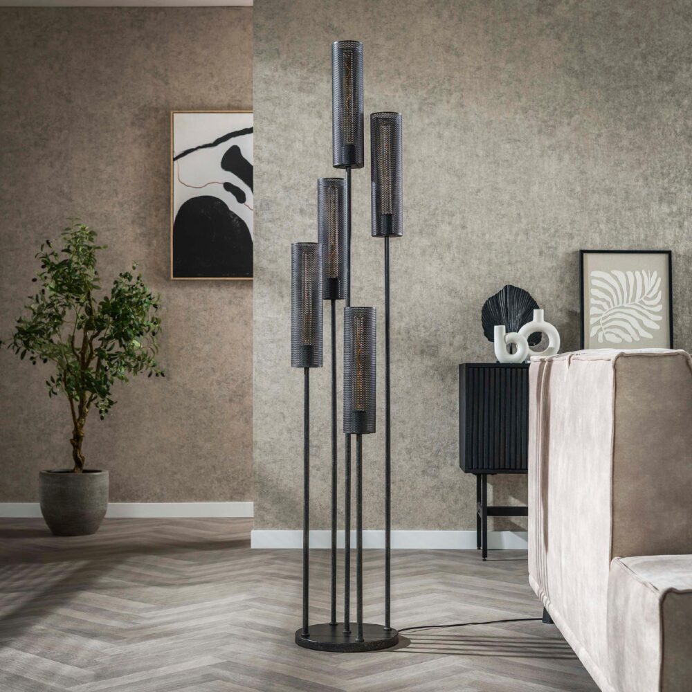 industriële vloerlamp Evan zwart afbeelding 4