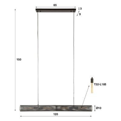 industriële hanglamp Evan 4-lichts zwart afbeelding 2