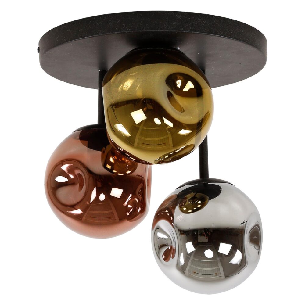 Rina zwarte 3-lichts plafondlamp met glazen bollen afbeelding 1