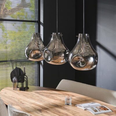 3-lichts glazen hanglamp zwart afbeelding 3
