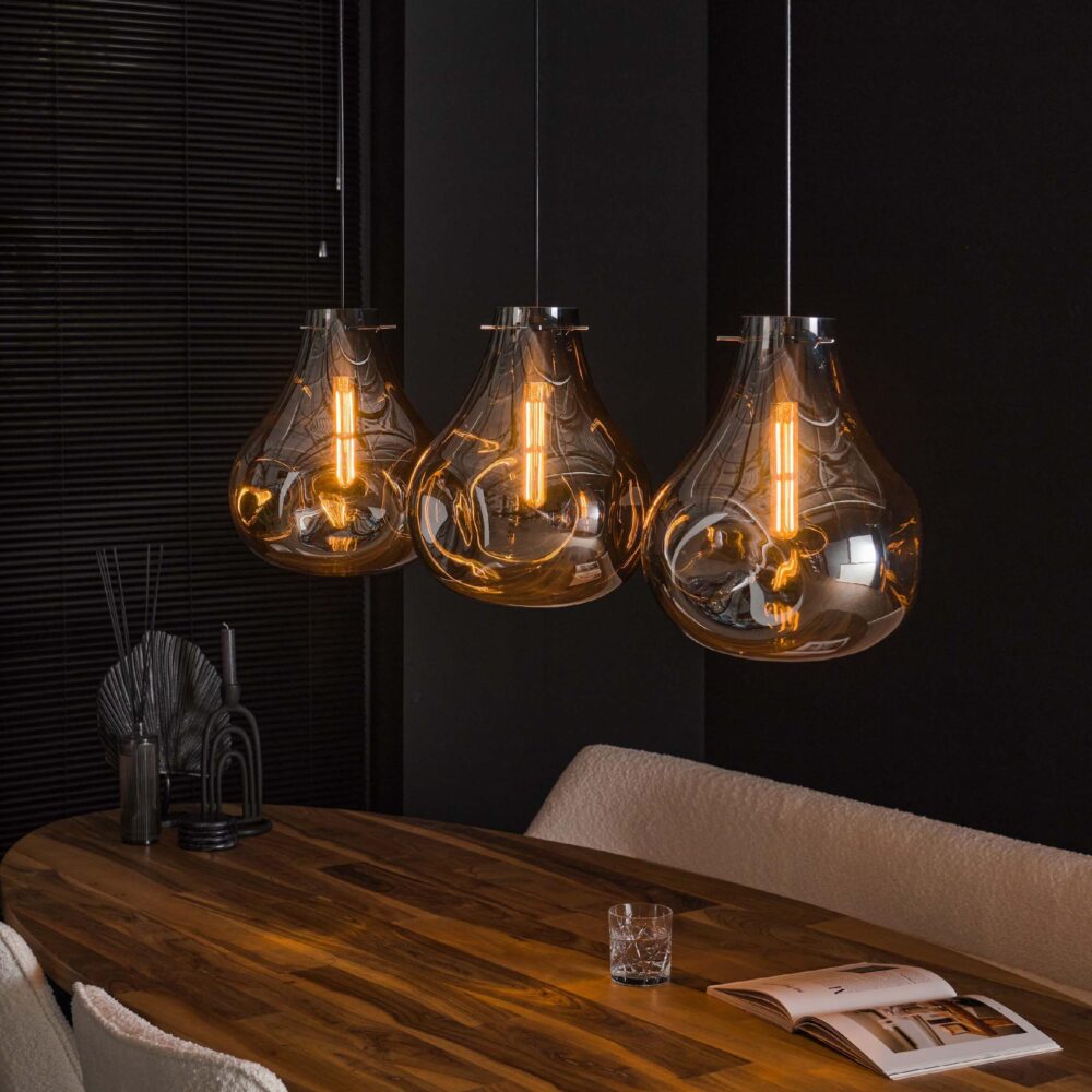 3-lichts glazen hanglamp zwart afbeelding 4