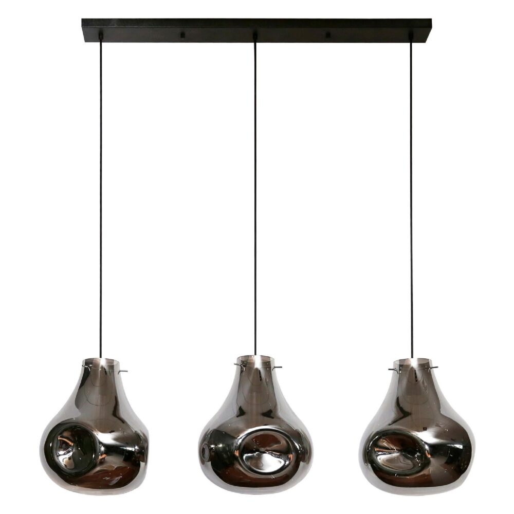 3-lichts glazen hanglamp zwart afbeelding 1