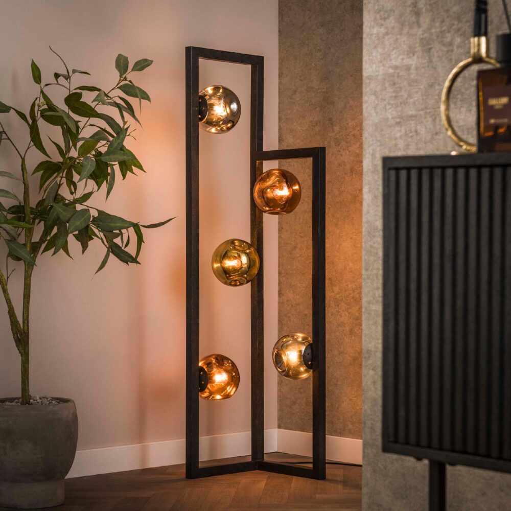 Rina moderne 5-lichts vloerlamp zwart afbeelding 3