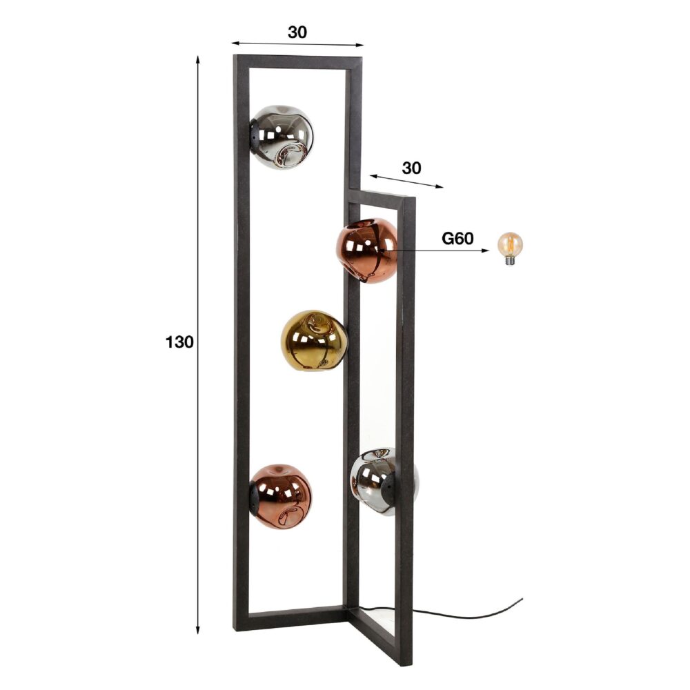 Rina moderne 5-lichts vloerlamp zwart afbeelding 2