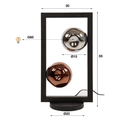zwarte 2-lichts tafellamp Rina afbeelding 2