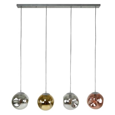 Rina 4-lichts hanglamp eettafel oud zilver afbeelding 1