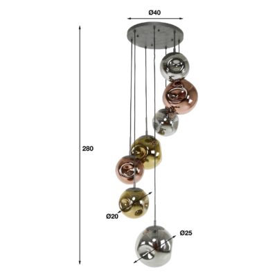 Rina 7-lichts hanglamp oud zilver afbeelding 2