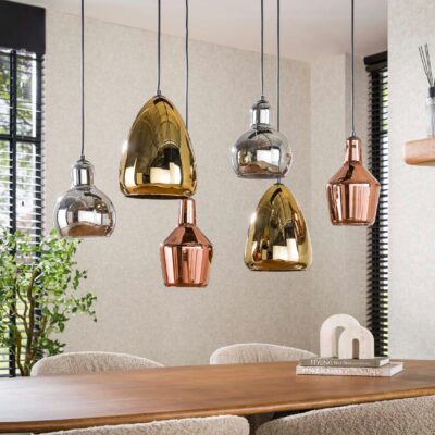 moderne 6-lichts hanglamp Avero boven eettafel afbeelding 4