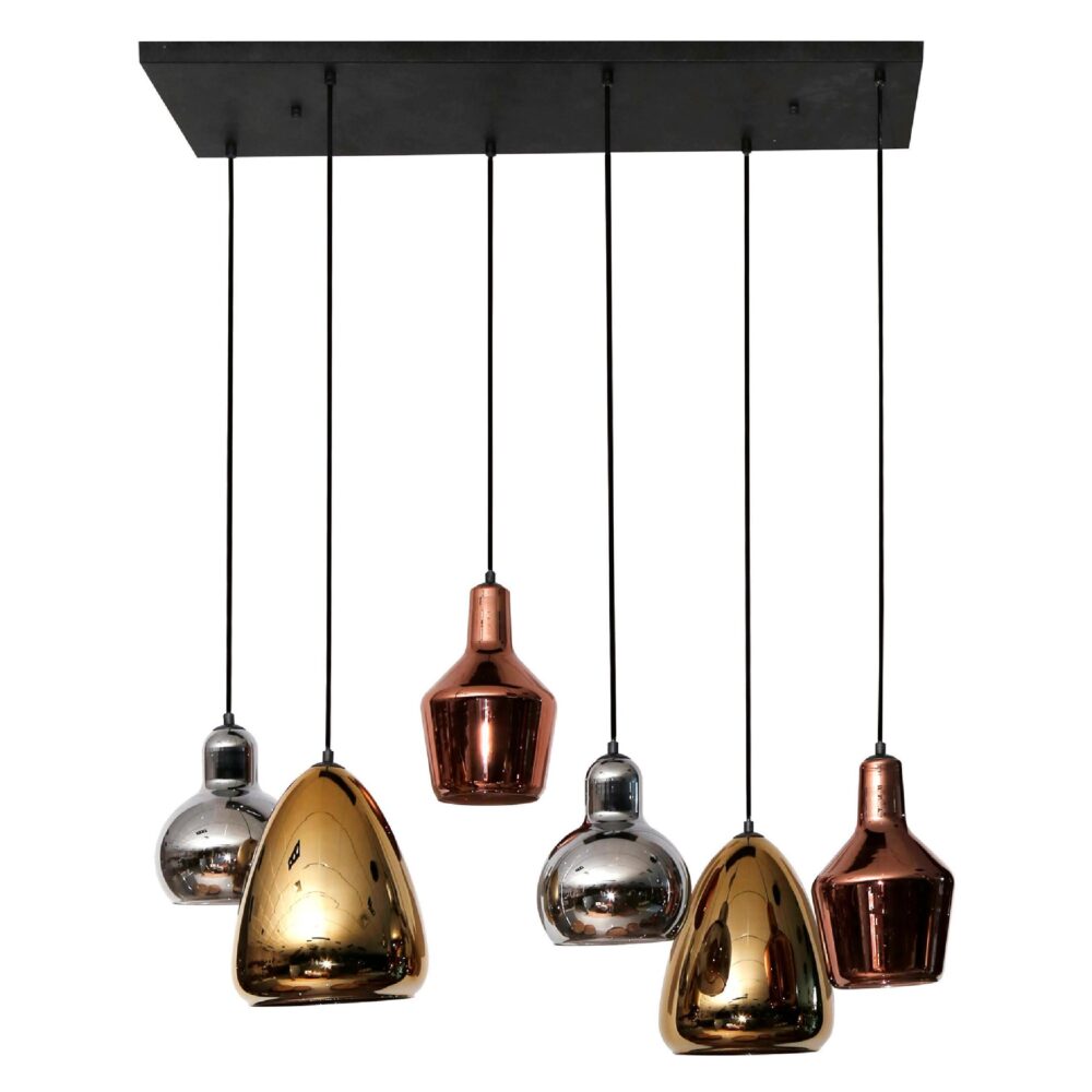 moderne 6-lichts hanglamp Avero boven eettafel afbeelding 1