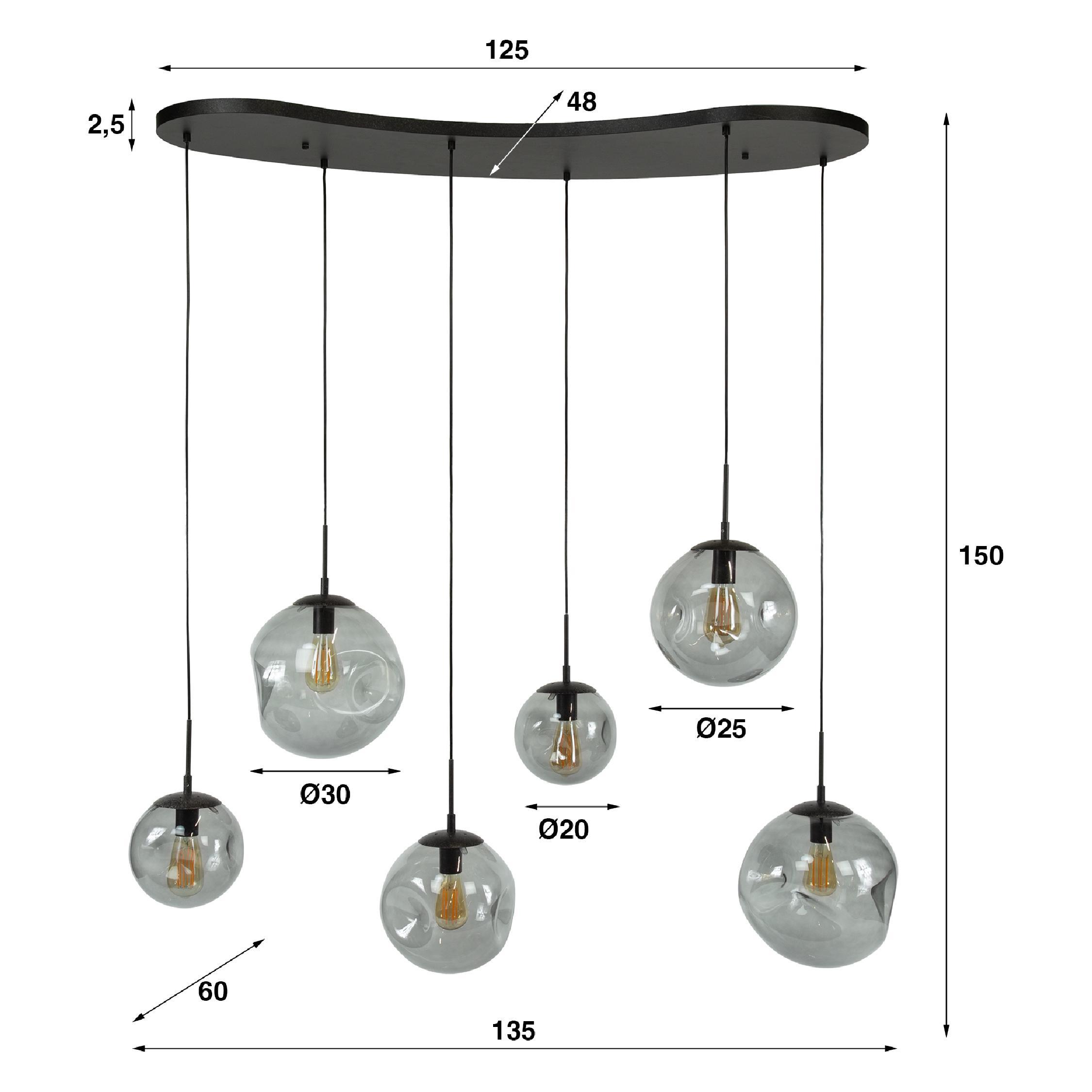 Rina zwarte 6-lichts hanglamp eettafel afbeelding 2