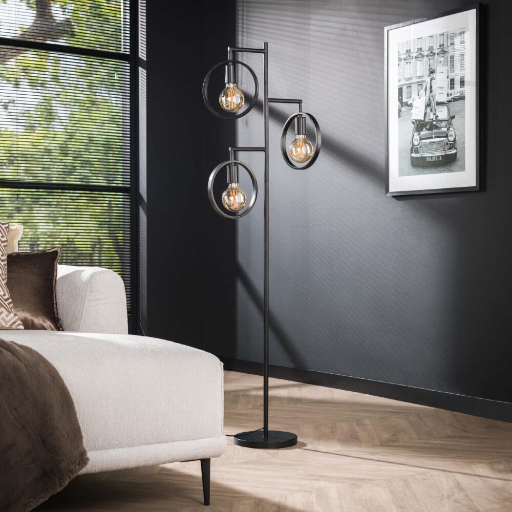 vloerlamp Oro charcoal 3-lichts afbeelding 3