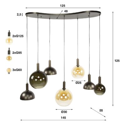 Nest of Nora hanglamp 7-lichts bruin afbeelding 2