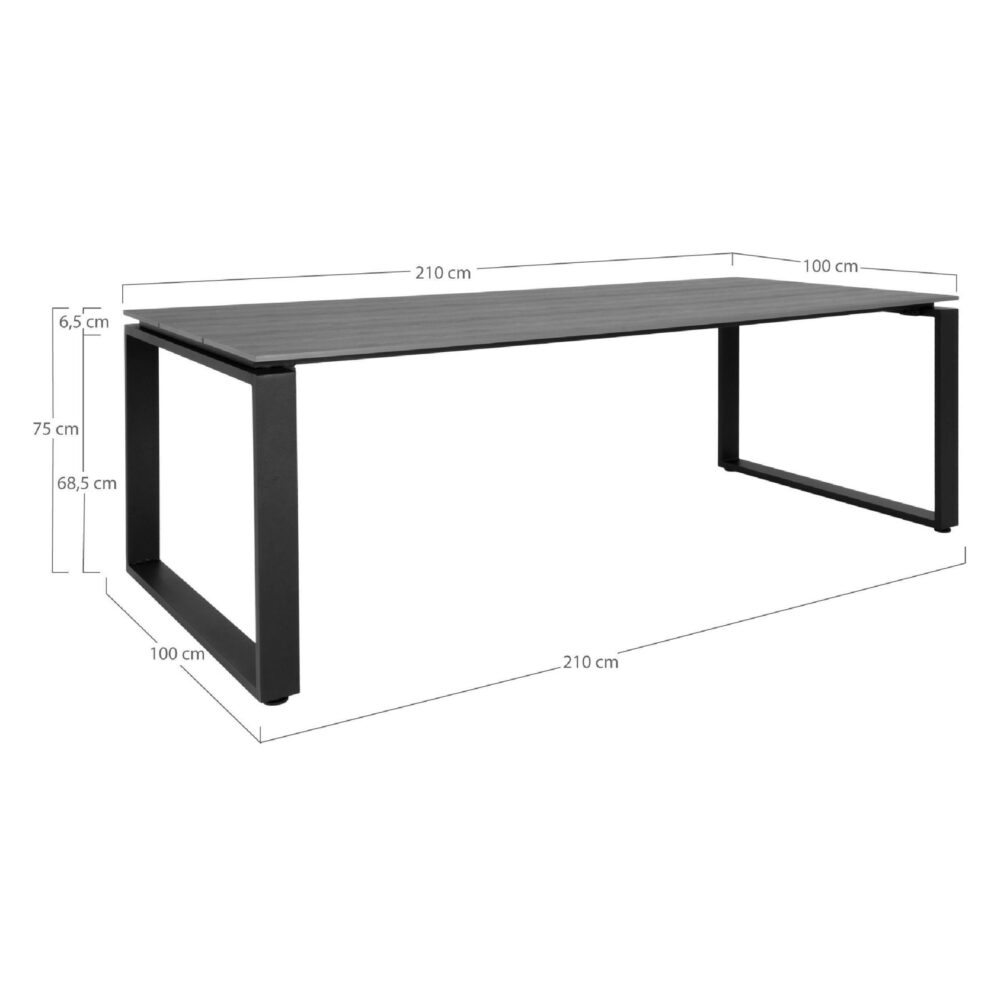 rechthoekige eettafel 210x100 grijs zwart afbeelding 4