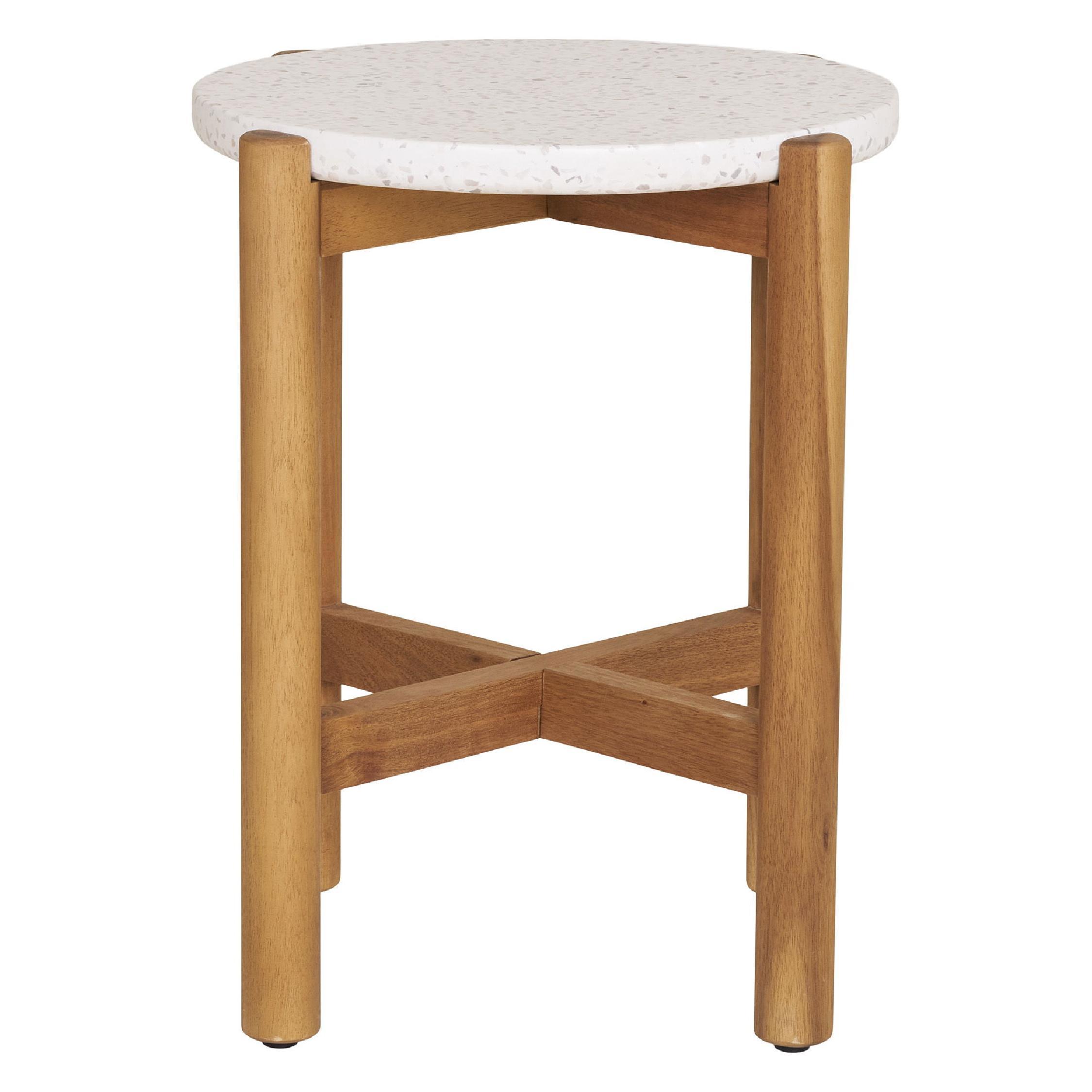 ronde terrazzo bijzettafel acaciahout afbeelding 2