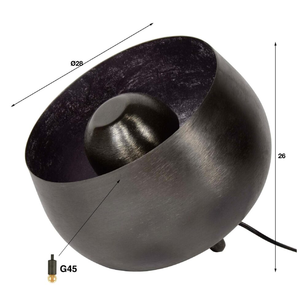 industriële tafellamp Nelma zwart nikkel afbeelding 2