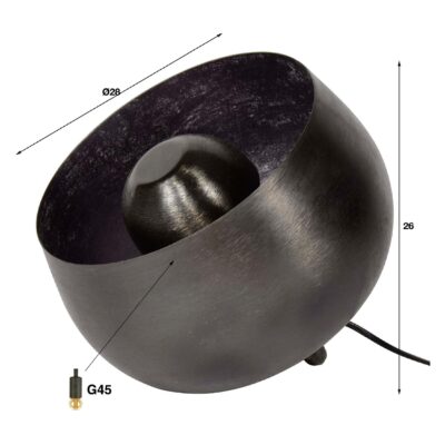 industriële tafellamp Nelma zwart nikkel afbeelding 2