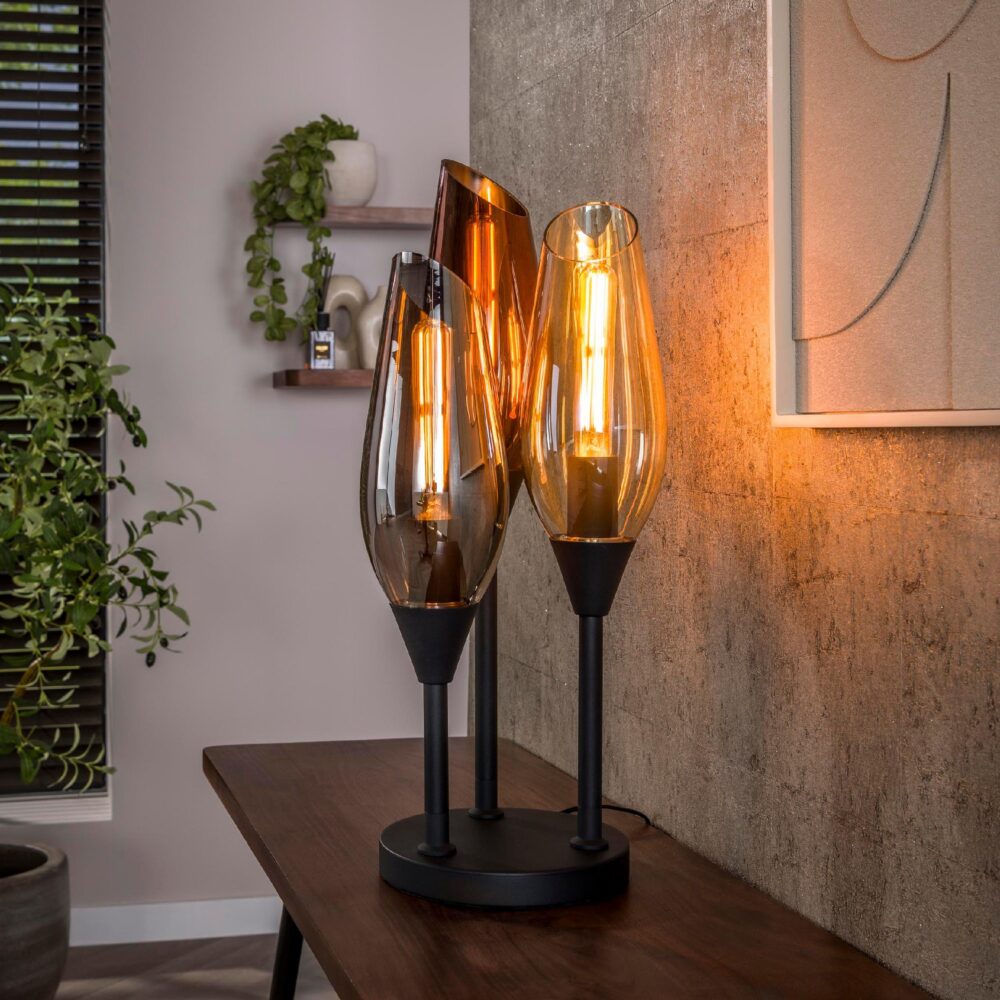 moderne 3-lichts tafellamp Suni zwart afbeelding 3