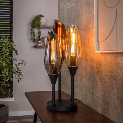 moderne 3-lichts tafellamp Suni zwart afbeelding 3