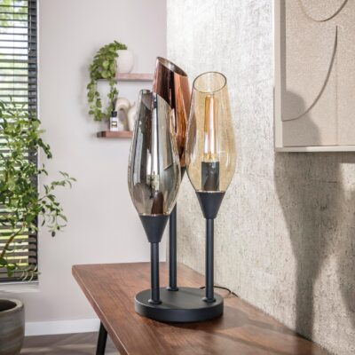 moderne 3-lichts tafellamp Suni zwart afbeelding 4