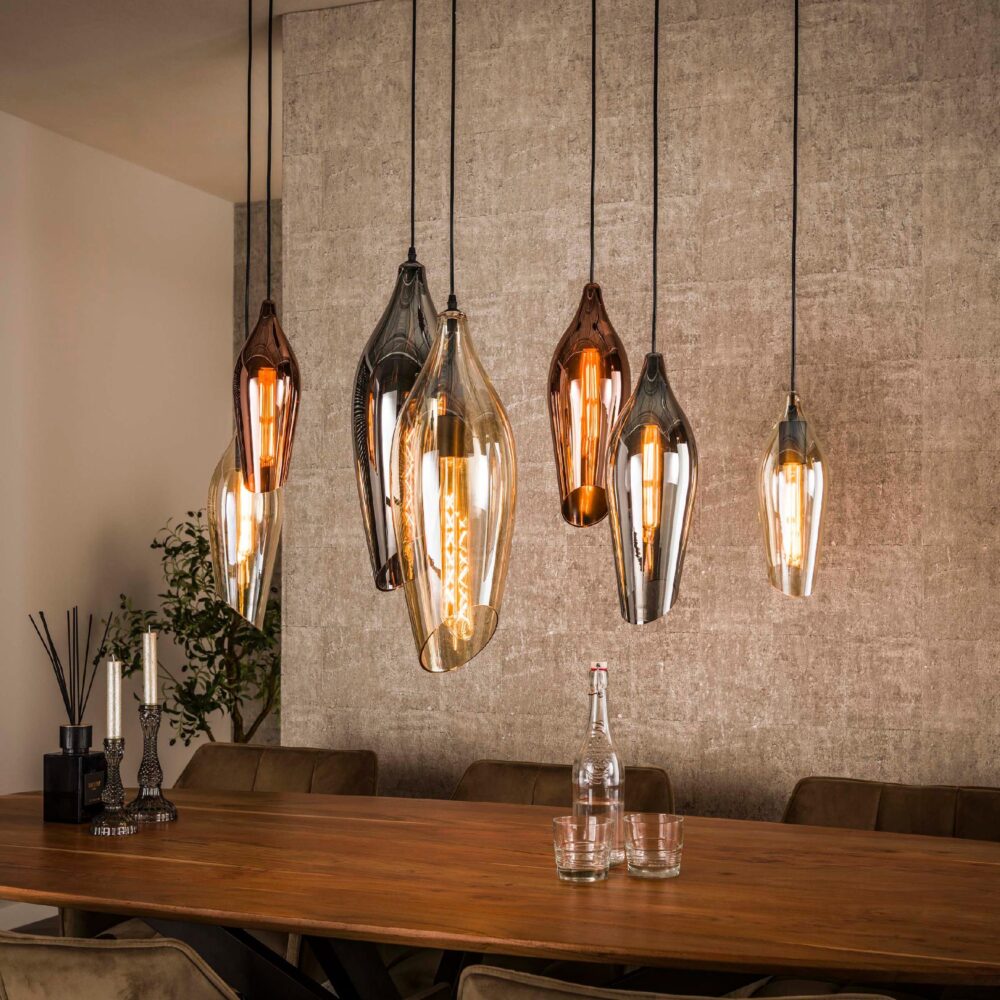 Suni 7-lichts moderne hanglamp zwart afbeelding 5