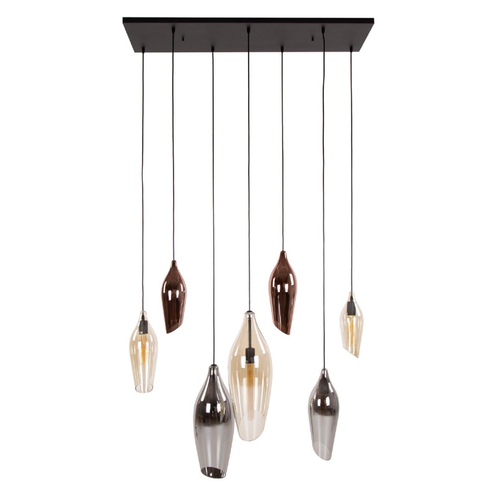 Suni 7-lichts moderne hanglamp zwart afbeelding 1