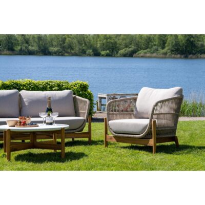 acaciahouten tuin loungeset met kussens afbeelding 7