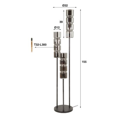 zwarte vloerlamp met drie glazen cilinders afbeelding 2
