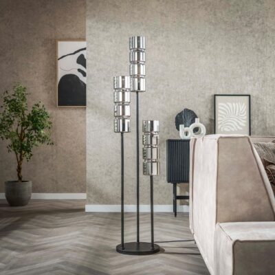 zwarte vloerlamp met drie glazen cilinders afbeelding 5