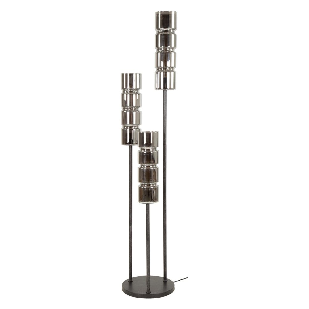 zwarte vloerlamp met drie glazen cilinders afbeelding 1