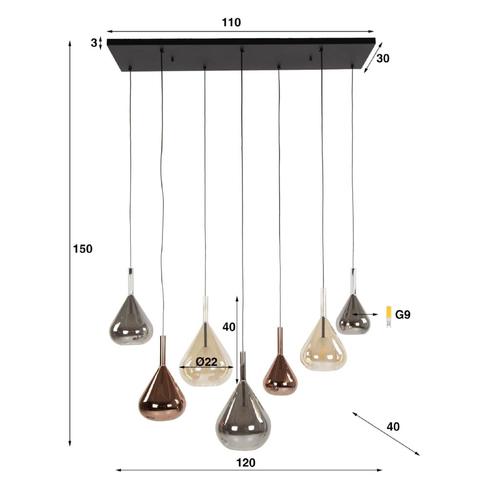 Naro moderne 7-lichts hanglamp zwart afbeelding 2