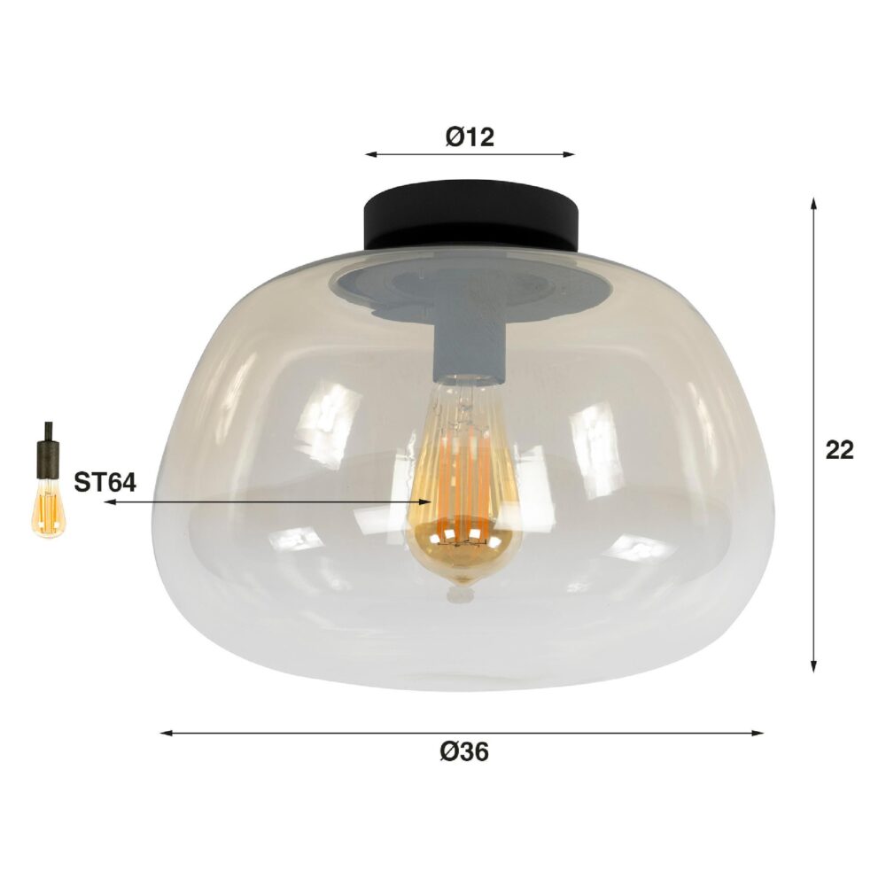 amber glazen plafondlamp Tava afbeelding 2