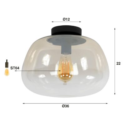 amber glazen plafondlamp Tava afbeelding 2