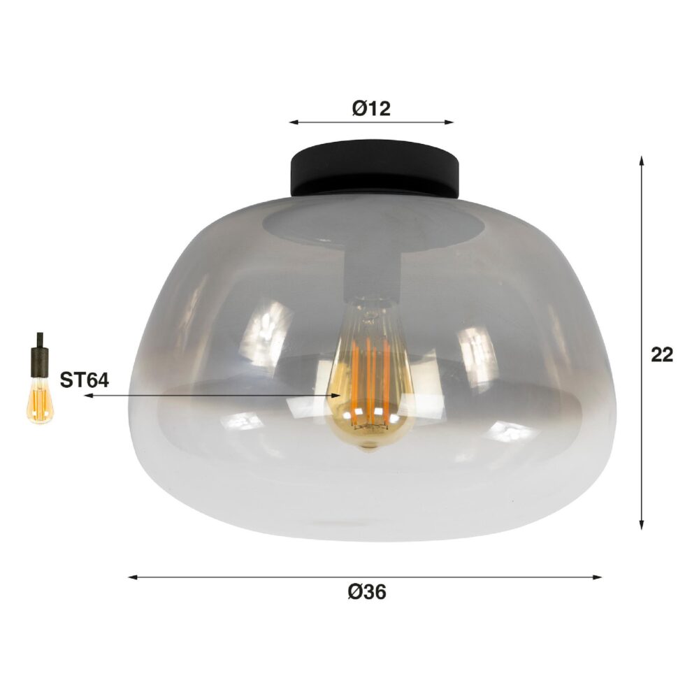 rookglas plafondlamp Tava afbeelding 2