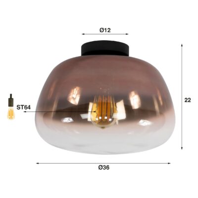 glazen plafondlamp koper Tava afbeelding 2