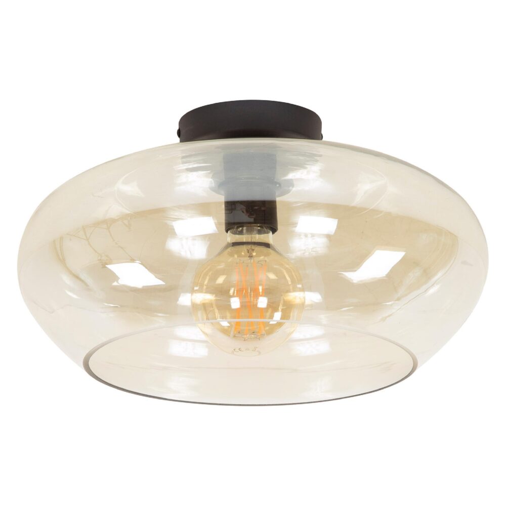amber glazen plafondlamp Leno 40 cm afbeelding 1
