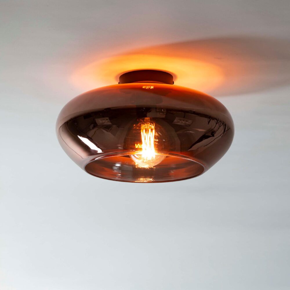 koperen glazen plafondlamp Leno afbeelding 2