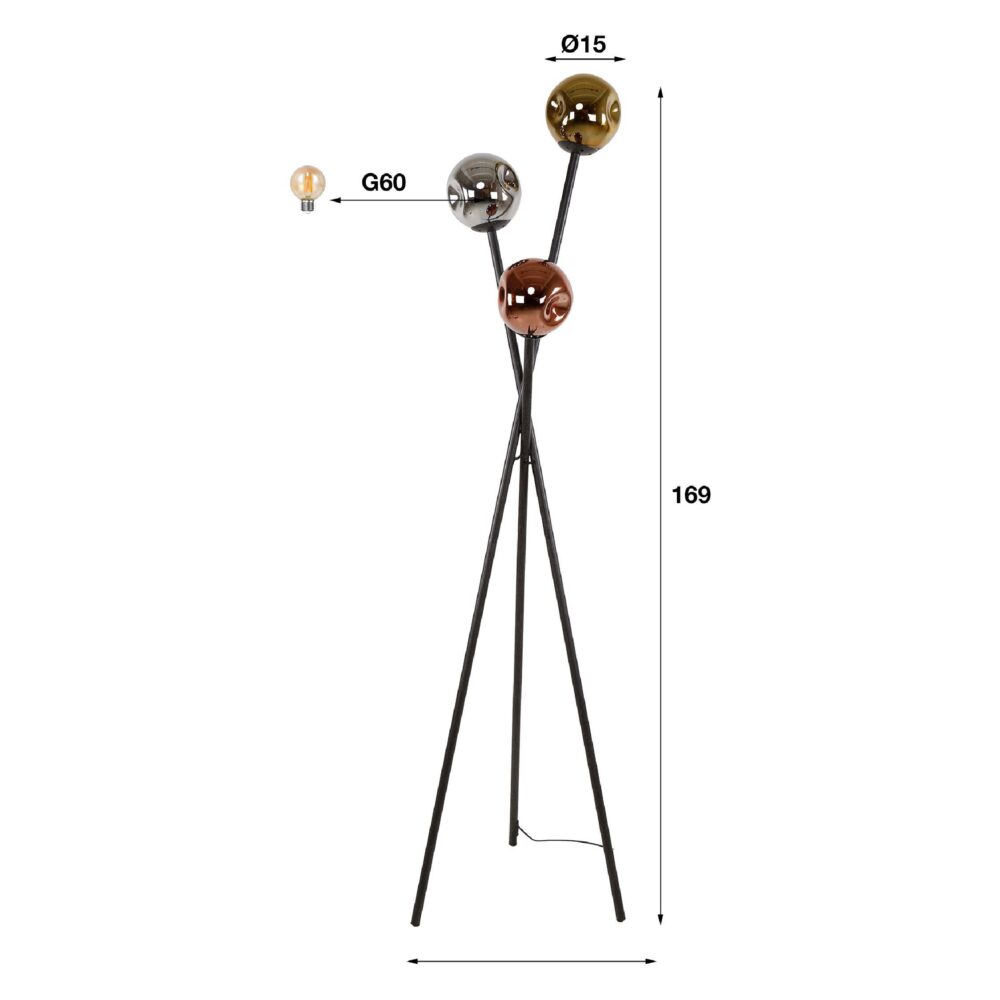moderne zwarte vloerlamp 3-lichts afbeelding 2