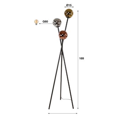 moderne zwarte vloerlamp 3-lichts afbeelding 2