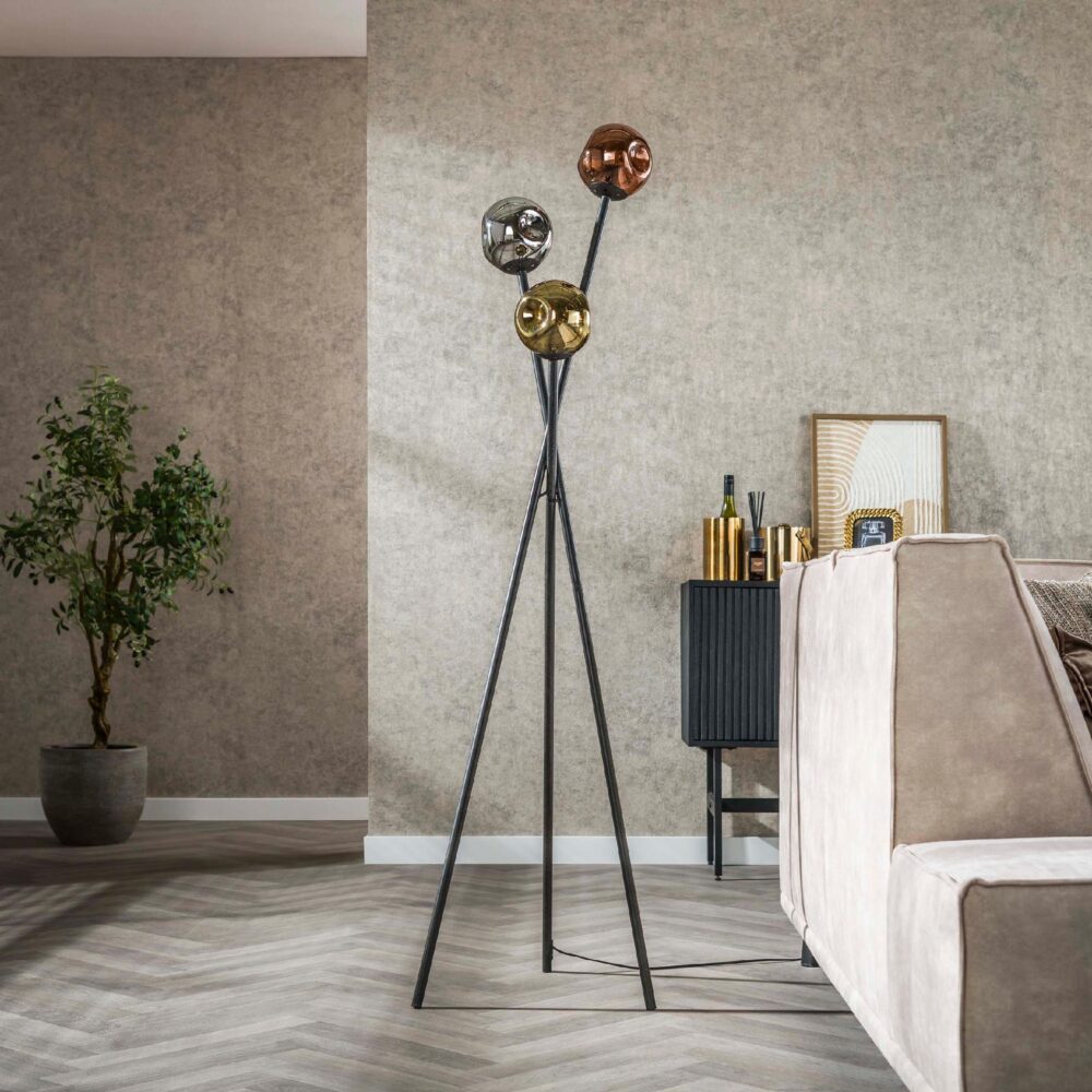 moderne zwarte vloerlamp 3-lichts afbeelding 4