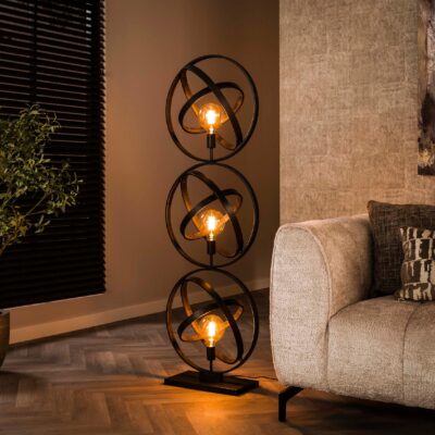 Tila zwarte 3-lichts vloerlamp afbeelding 4