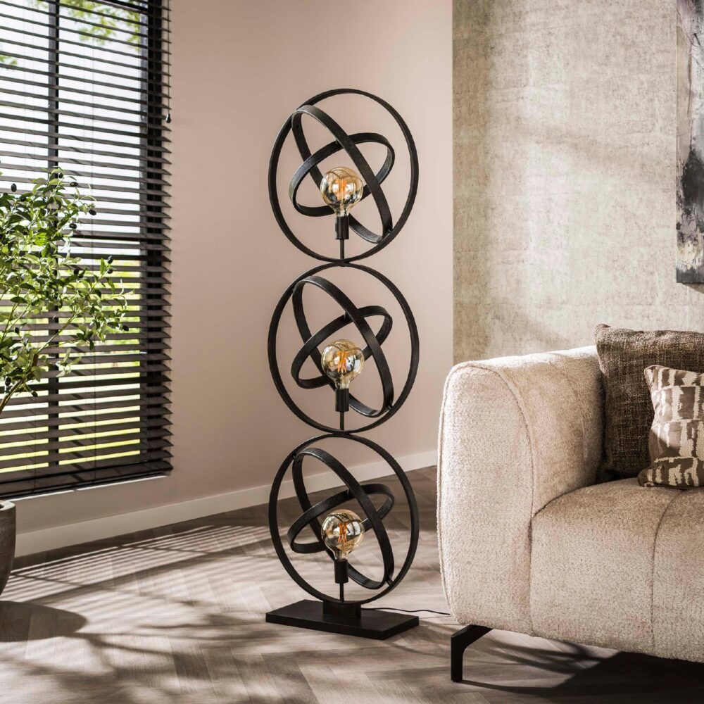 Tila zwarte 3-lichts vloerlamp afbeelding 3