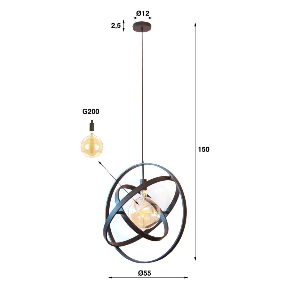 Tila zwarte moderne hanglamp afbeelding 2