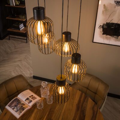 industriële hanglamp 5-lichts charcoal afbeelding 3