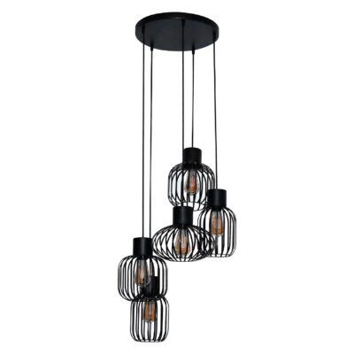 industriële hanglamp 5-lichts charcoal afbeelding 1