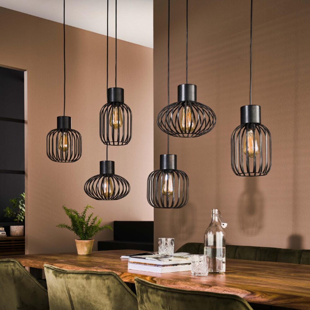 charcoal 6-lichts industriële hanglamp eetkamer afbeelding 4