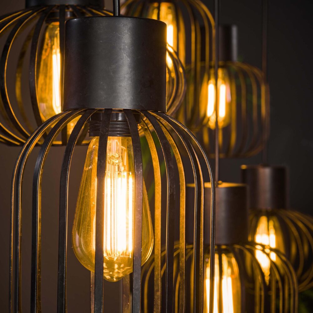 charcoal 6-lichts industriële hanglamp eetkamer afbeelding 5