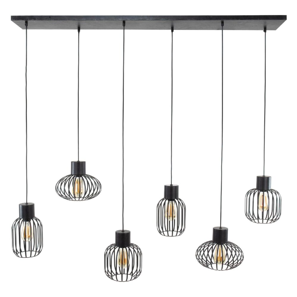 charcoal 6-lichts industriële hanglamp eetkamer afbeelding 1